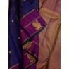 2G Pure Kanjivaram Silk Saree Royal Blue with Magenta Elephant & Peacock Zari Border | Prahla Silks