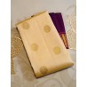 2G Pure Kanjivaram Silk Saree Sandal Colour with Purple Zari Border & Gold Butta | Prahla Silks