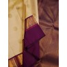 2G Pure Kanjivaram Silk Saree Sandal Colour with Purple Zari Border & Gold Butta | Prahla Silks