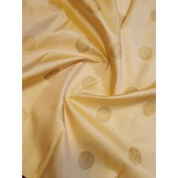 2G Pure Kanjivaram Silk Saree Sandal Colour with Purple Zari Border & Gold Butta | Prahla Silks