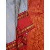 2G Pure Kanjivaram Silk Saree Sky Blue with Red & Purple Zari Border Traditional Butta Saree | Prahla Silks Ganga Jamuna