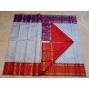 2G Pure Kanjivaram Silk Saree Sky Blue with Red & Purple Zari Border Traditional Butta Saree | Prahla Silks Ganga Jamuna