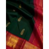 2G Pure Kanjivaram Silk Saree Bottle Green with Chilli Red Border & Gold Butta | Prahla Silks