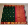 2G Pure Kanjivaram Silk Saree Bottle Green with Chilli Red Border & Gold Butta | Prahla Silks