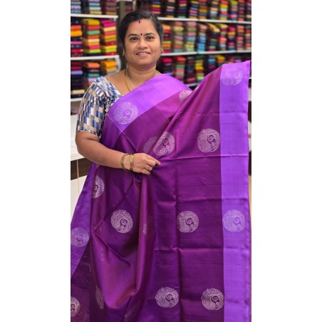 Pure Kanchi Soft Silk Sarees Lavender and purple