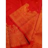 2G Pure Kanjivaram Silk Saree Vermilion Red with Annam & Lion Zari Border and Gold Butta | Prahla Silks