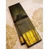 2G Pure Kanjivaram Silk Saree Olive Green Bottle Green Shade with Gold Zari Butta & Traditional Border | Prahla Silks
