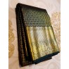 2G Pure Kanjivaram Silk Saree Olive Green Bottle Green Shade with Gold Zari Butta & Traditional Border | Prahla Silks