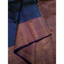 2G Pure Kanjivaram Silk Saree Royal Blue with Gold Zari Butta & Rich Zari Border | Prahla Silks