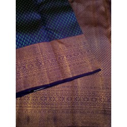 2G Pure Kanjivaram Silk Saree Royal Blue with Gold Zari Butta & Rich Zari Border | Prahla Silks