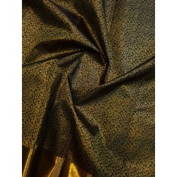 2G Pure Kanjivaram Silk Saree Dark Bottle Green with Gold Zari Floral Weaving & Peacock Border | Prahla Silks