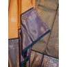 2G Pure Kanjivaram Silk Saree Orange with Royal Blue Elephant Butta & Elephant Zari Border | Prahla Silks