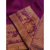 2G Pure Kanjivaram Silk Saree Magenta with Gold Zari Pallakku Border & Rich Zari Pallu | Prahla Silks