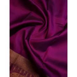 2G Pure Kanjivaram Silk Saree Magenta with Gold Zari Pallakku Border & Rich Zari Pallu | Prahla Silks