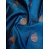 2G Pure Kanjivaram Silk Saree Peacock Blue with Gold Zari Peacock Butta & Magenta Peacock Border | Prahla Silks