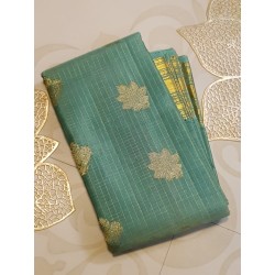 2G Pure Kanjivaram Silk Saree Teal Green with Gold Zari Butta & Rich Pallu | Prahla Silks