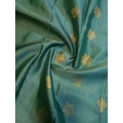 2G Pure Kanjivaram Silk Saree Teal Green with Gold Zari Butta & Rich Pallu | Prahla Silks