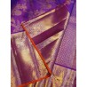 2G Pure Kanjivaram Silk Saree Royal Purple with Gold Zari Annam Butta & Traditional Horse Border | Prahla Silks
