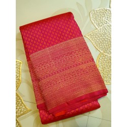 2G Pure Kanjivaram Silk Saree Red & Pink with Gold Zari Peacock Border | Prahla Silks