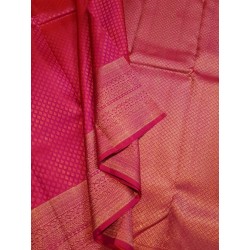 2G Pure Kanjivaram Silk Saree Red & Pink with Gold Zari Peacock Border | Prahla Silks