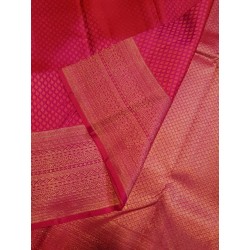 2G Pure Kanjivaram Silk Saree Red & Pink with Gold Zari Peacock Border | Prahla Silks