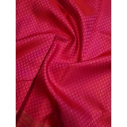 2G Pure Kanjivaram Silk Saree Red & Pink with Gold Zari Peacock Border | Prahla Silks