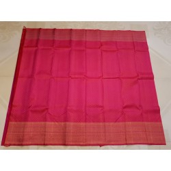 2G Pure Kanjivaram Silk Saree Red & Pink with Gold Zari Peacock Border | Prahla Silks