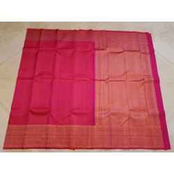 2G Pure Kanjivaram Silk Saree Red & Pink with Gold Zari Peacock Border | Prahla Silks