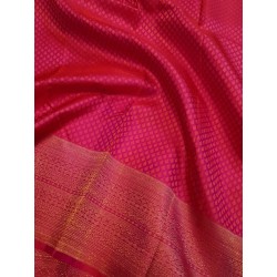 2G Pure Kanjivaram Silk Saree Red & Pink with Gold Zari Peacock Border | Prahla Silks