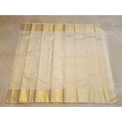 2G Pure Kanjivaram Silk Saree Ivory Off White with Gold Zari Elephant Border & Peacock Butta | Prahla Silks