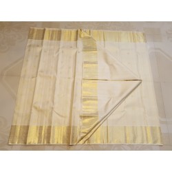 2G Pure Kanjivaram Silk Saree Ivory Off White with Gold Zari Elephant Border & Peacock Butta | Prahla Silks
