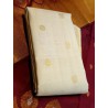 2G Pure Kanjivaram Silk Saree Ivory Off White with Gold Zari Elephant Border & Peacock Butta | Prahla Silks