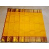 2G Pure Kanjivaram Silk Saree Turmeric Yellow with Maroon Peacock Zari Border & Gold Butta | Prahla Silks