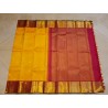 2G Pure Kanjivaram Silk Saree Turmeric Yellow with Maroon Peacock Zari Border & Gold Butta | Prahla Silks