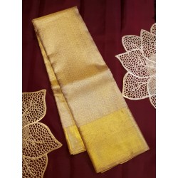 2G Pure Kanjivaram Silk Saree Ivory Off White with Rich Gold Zari Border | Prahla Silks