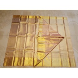 2G Pure Kanjivaram Silk Saree Ivory Off White with Rich Gold Zari Border | Prahla Silks