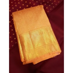 2G Pure Kanjivaram Silk Saree Orange with Gold Zari Border | Prahla Silks