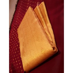 2G Pure Kanjivaram Silk Saree Orange with Gold Zari Border | Prahla Silks