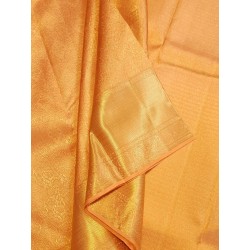 2G Pure Kanjivaram Silk Saree Orange with Gold Zari Border | Prahla Silks
