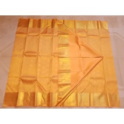 2G Pure Kanjivaram Silk Saree Orange with Gold Zari Border | Prahla Silks