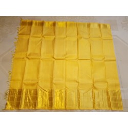 2G Pure Kanjivaram Silk Saree Yellow with Gold Zari Peacock Border & Peacock Butta | Prahla Silks