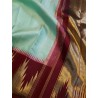 2G Pure Kanjivaram Silk Saree Pastel Aqua Green with Maroon Temple Border & Gold Zari | Prahla Silks