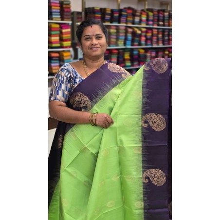 Pure Kanchi Soft Silk Sarees Green and blue
