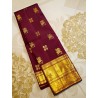 2G Pure Kanjivaram Silk Saree Maroon with Gold Zari Horse Butta & Rich Traditional Border | Prahla Silks