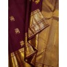 2G Pure Kanjivaram Silk Saree Maroon with Gold Zari Horse Butta & Rich Traditional Border | Prahla Silks