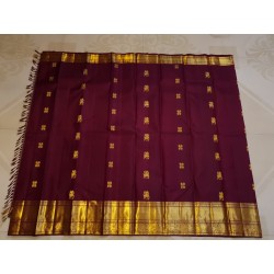 2G Pure Kanjivaram Silk Saree Maroon with Gold Zari Horse Butta & Rich Traditional Border | Prahla Silks
