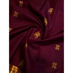 2G Pure Kanjivaram Silk Saree Maroon with Gold Zari Horse Butta & Rich Traditional Border | Prahla Silks