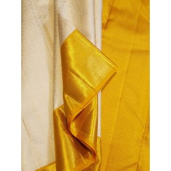 2G Pure Kanjivaram Silk Saree Off White with Rich Gold Zari Border | Bridal Muhurtham Collection | Prahla Silks