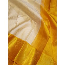 2G Pure Kanjivaram Silk Saree Off White with Rich Gold Zari Border | Bridal Muhurtham Collection | Prahla Silks