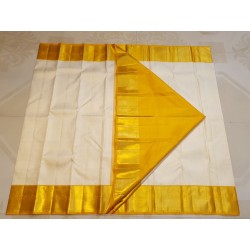 2G Pure Kanjivaram Silk Saree Off White with Rich Gold Zari Border | Bridal Muhurtham Collection | Prahla Silks